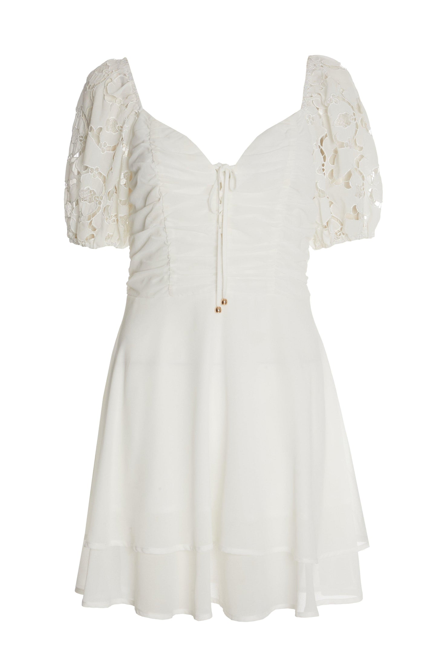 White Lace Up Mini Dress