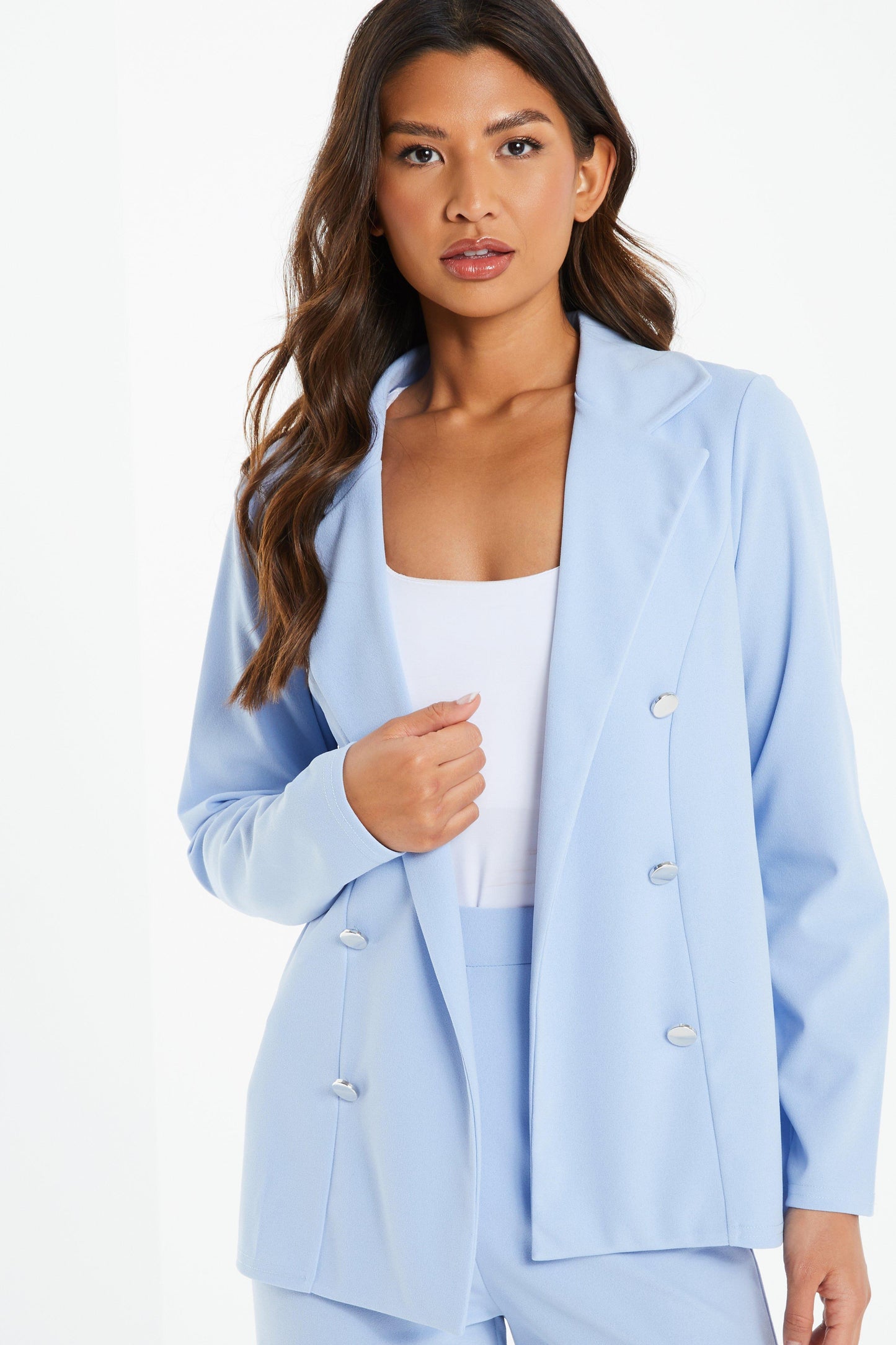 Blue Button Detail Blazer