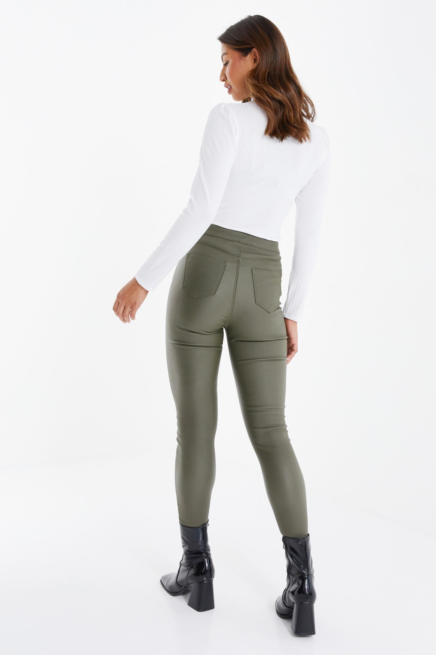 Green Faux Leather Skinny Trousers