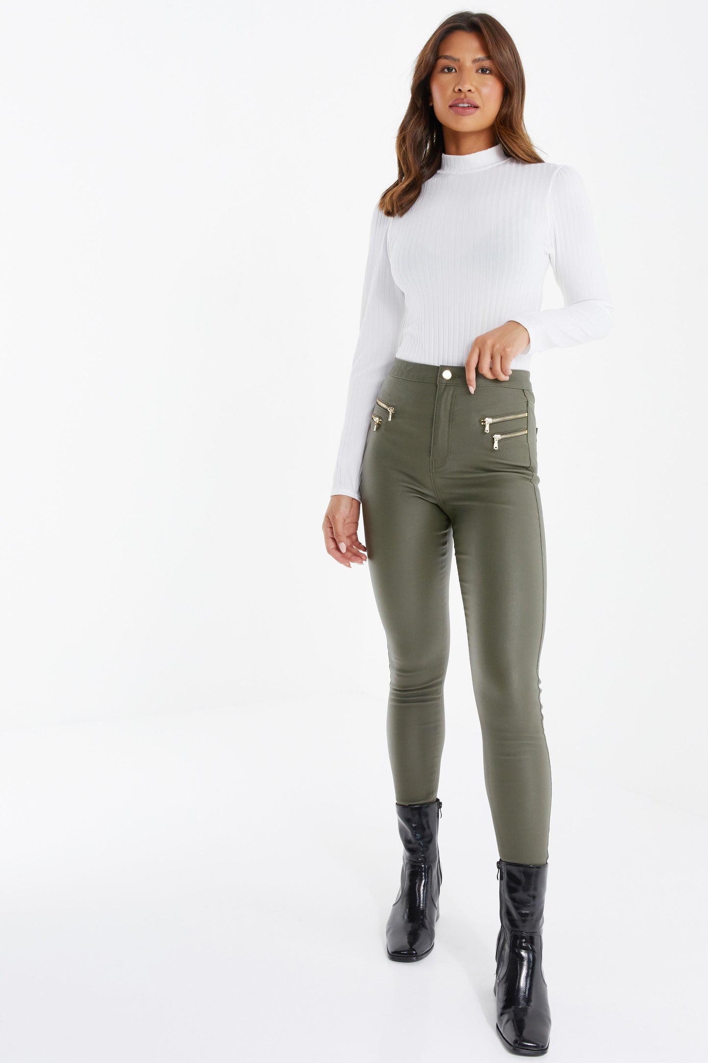 Green Faux Leather Skinny Trousers
