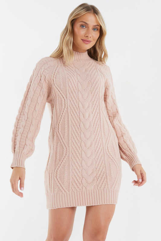 Roll Neck Knitted Mini Jumper Dress