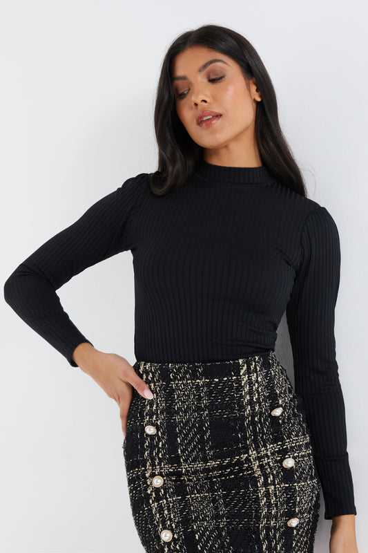 Ribbed Turtleneck Top