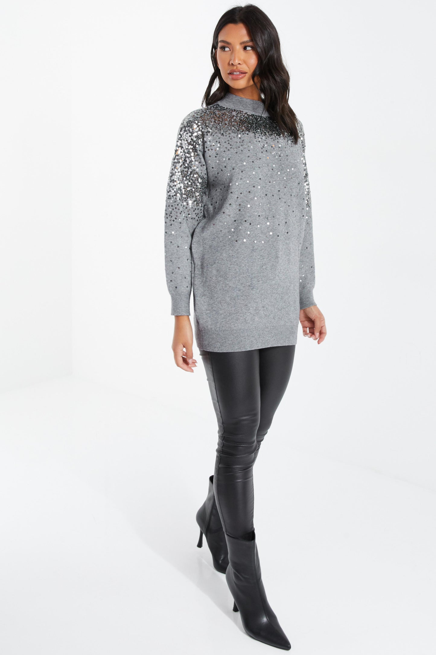 Knitted Long Sequin Jumper