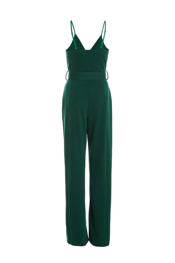 Bottle Green Belted Palazzo Jumpsuit