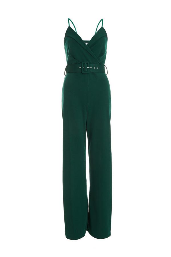 Bottle Green Belted Palazzo Jumpsuit