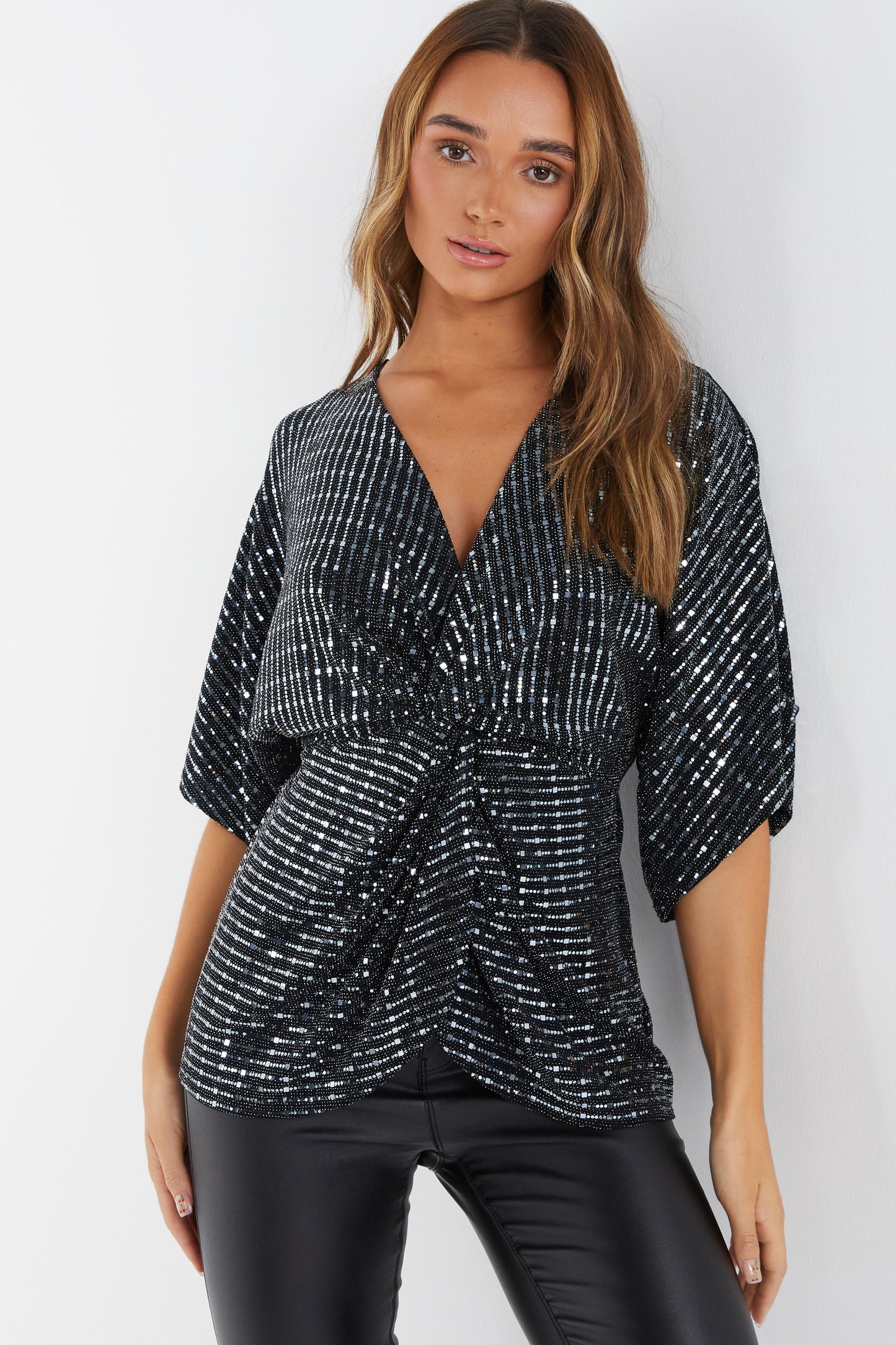 Sequin Batwing Top