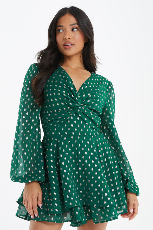 Petite Chiffon Foil Playsuit