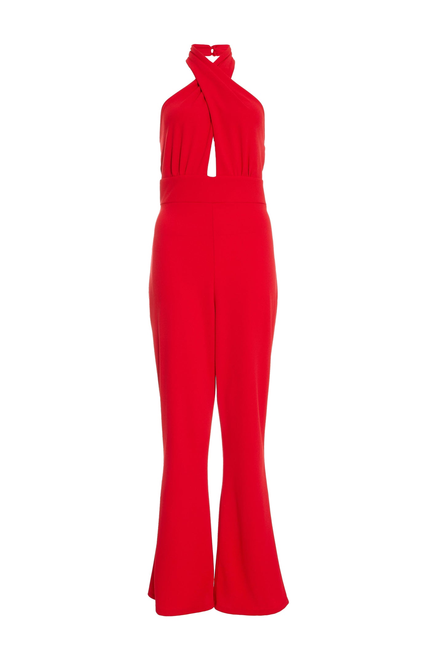 Red Cut Out Halter Neck Palazzo Jumpsuit